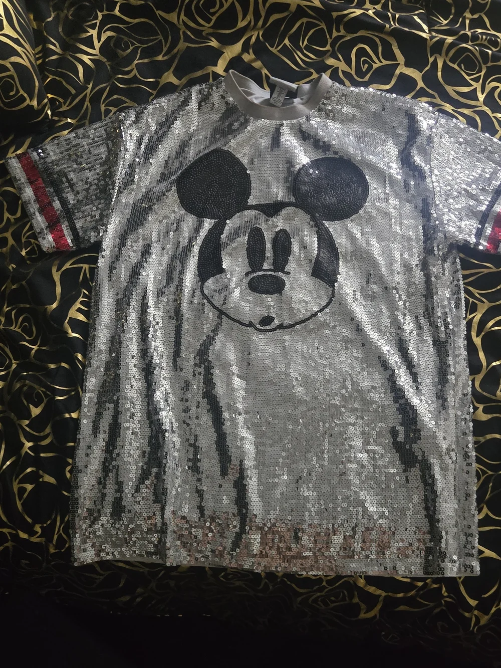 Mickey Mouse Silver Sequin Jersey